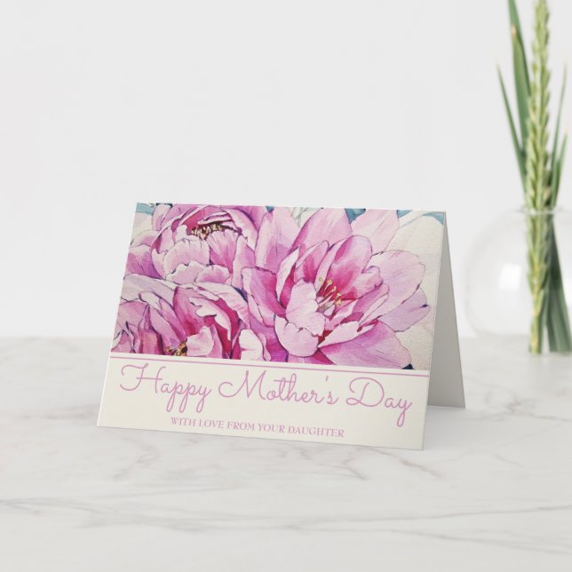 Rosa Peonies Mors dag Helgkort (Framsida)