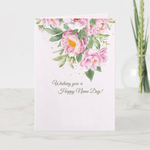 Rosa Peonies Namn Day Card Kort
