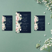 Rosa Peonies Navy Background Bröllop