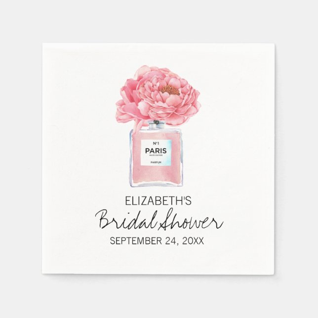 Rosa Peonies och Parfym Blommigtens Möhippa Pappersservett (Framsidan)
