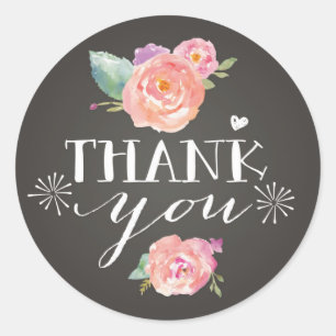 Rosa Peonies on Chalkboard Tack Stickers Runt Klistermärke