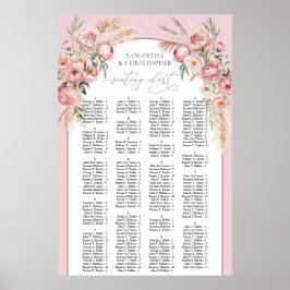 rosa peonies pampas boho arch Alphabetical Poster