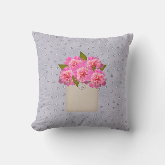 Rosa Peonies Pillow Kudde (Framsida)