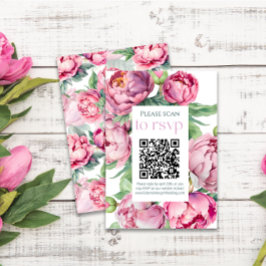 Rosa Peonies QR CODE Bröllop OSA Kort