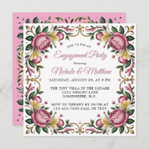 Rosa Peonies Rococo Ram Förlovningsfest