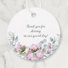 Rosa Peonies Sage Greenery Bröllop | Gåvor Etiketter