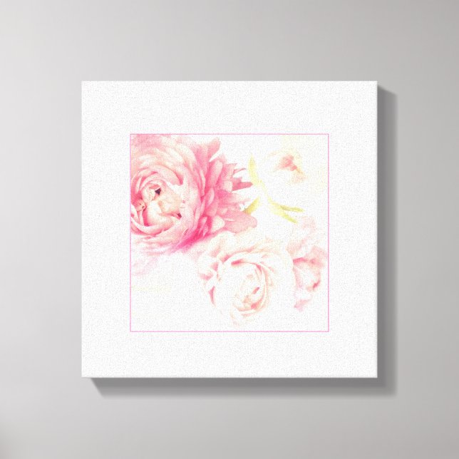 Rosa Peonies Stretched Wrapped Canvas Art Skriv ut (Framsida)