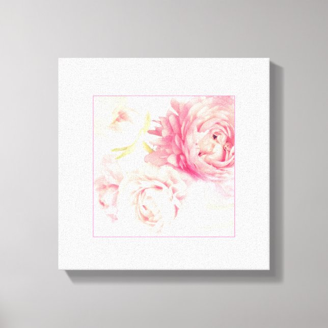 Rosa Peonies Stretched Wrapped Canvas Art Skriv ut (Framsida)