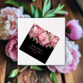 Rosa Peonies Svart Svärtningsparty Gåvor Etiketter