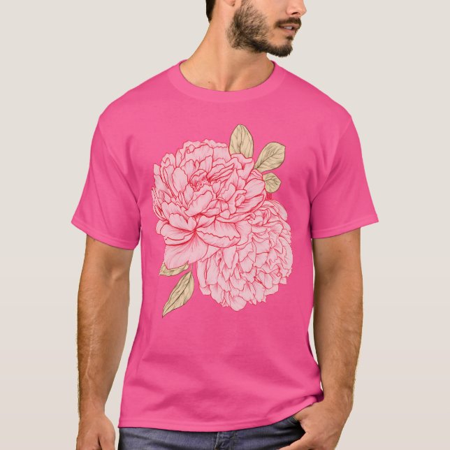 Rosa Peonies T Shirt (Framsida)