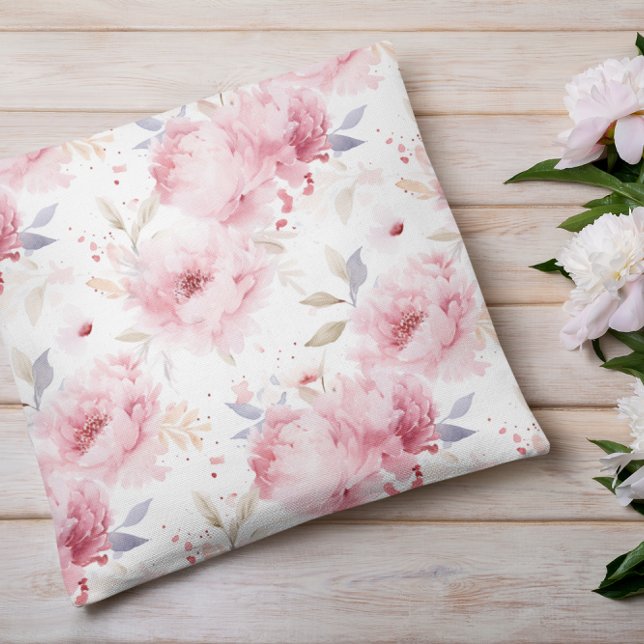 Rosa Peonies | Vattenfärg | VÅR Kudde (Skapare uppladdad)
