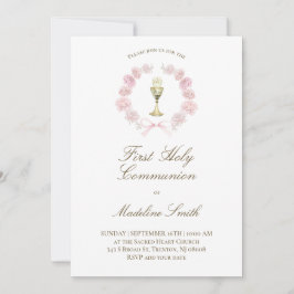 rosa peonies wandex first communion inbjudningar
