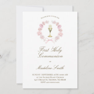 rosa peonies wandex first communion inbjudningar