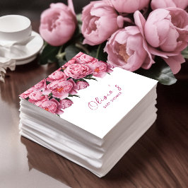 Rosa Peonies Watercolor Baby Shower Pappersservett