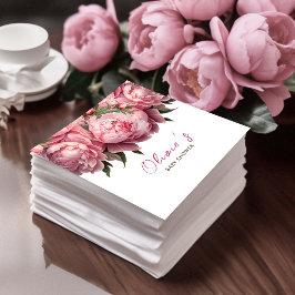 Rosa Peonies Watercolor Baby Shower Pappersservett