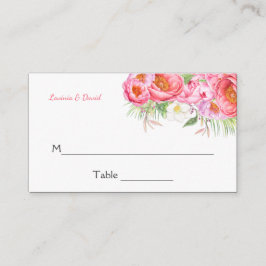 Rosa Peonies Watercolor Blommigts Placera kort