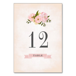  Rosa Peonies Watercolor Bröllop Bordsnummer