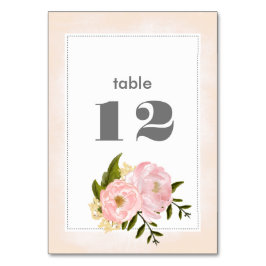  Rosa Peonies Watercolor Bröllop Bordsnummer