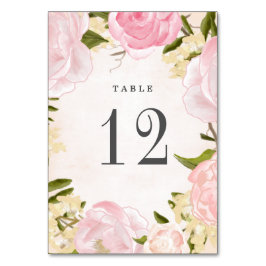  Rosa Peonies Watercolor Bröllop Bordsnummer