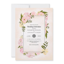 Rosa Peonies Watercolor Bröllop