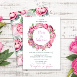 Rosa Peonies Watercolor Bröllop Inbjudningar
