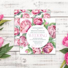 Rosa Peonies Watercolor Bröllop Inbjudningar