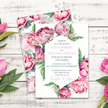  Rosa Peonies Watercolor Bröllop