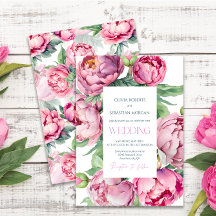  Rosa Peonies Watercolor Bröllop
