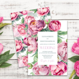 Rosa Peonies Watercolor Bröllop Inbjudningar