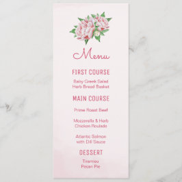 Rosa Peonies Watercolor Flower Menus Meny