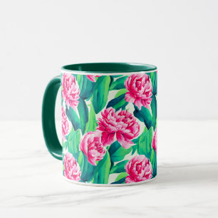 Rosa Peonies Watercolor Skriv ut Mugg
