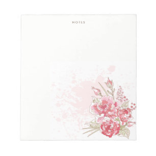 Rosa Peonies Watercolor Splatter Anpassningsbar An Anteckningsblock