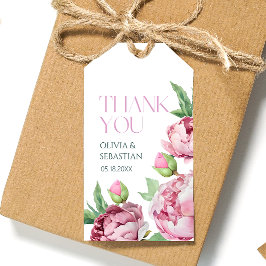 Rosa Peonies Watercolor Tack Presentetikett