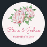 Rosa Peonies Watercolor Wedding Stickers Runt Klistermärke<br><div class="desc">De här bröllopsklistermärkena har en vattenfärgsdesign för rosa peony. Du kan anpassa dessa klistermärken med namn och bröllop-datumet. Klicka på knappen "Anpassa" om du vill ha fler alternativ om du vill ändra texten storlek eller om du vill lägga till ytterligare text. Dessa klistermärken är idealiska för använda som klistermärken eller...</div>