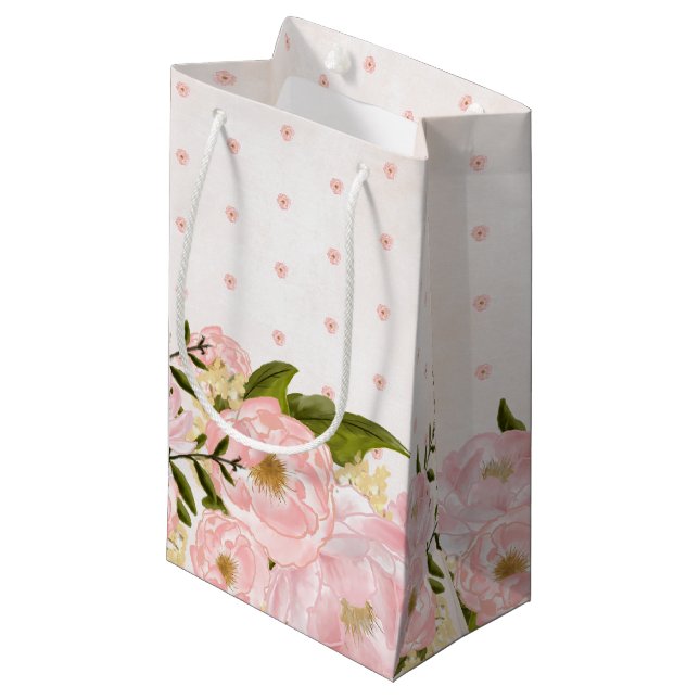  Rosa Peonies Wedding Favor Bags (Framsidan Vinklad)
