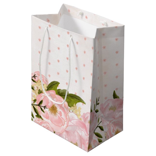  Rosa Peonies Wedding Favor Bags (Framsidan Vinklad)