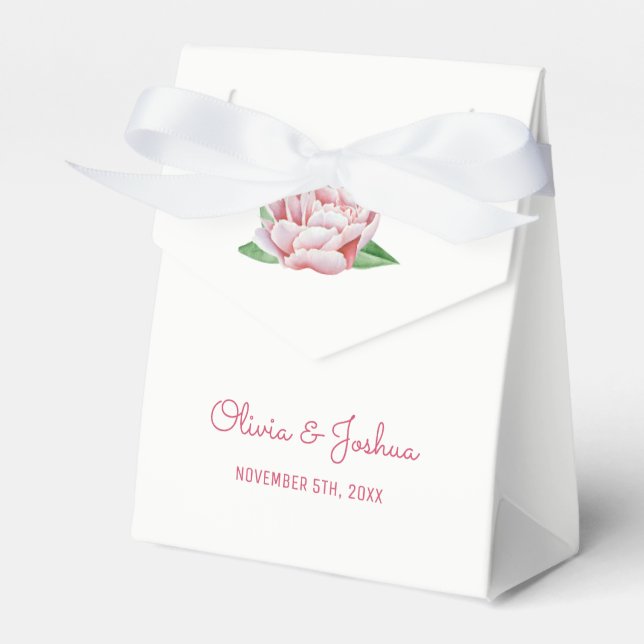 Rosa Peonies Wedding Favor Boxes Presentaskar (Framsidan Sidan)