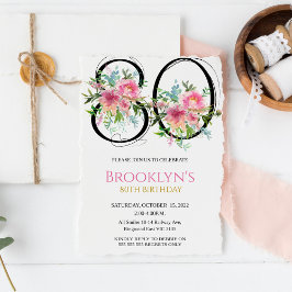 Rosa Peonior 80-årsdag Inbjudningar