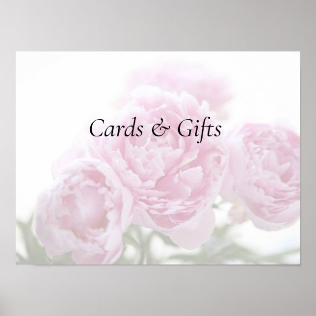 Rosa peonium fade kort och presentkort poster (Framsidan)