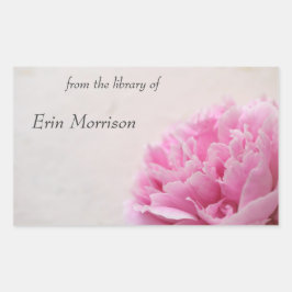 Rosa peonivy bokmärke rektangulärt klistermärke