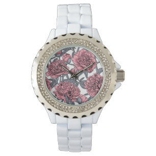 Rosa peonträdgård armbandsur