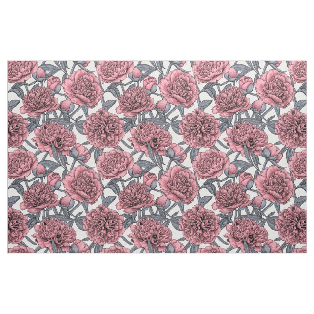 Rosa peonträdgård tyg (Fat Quarter)
