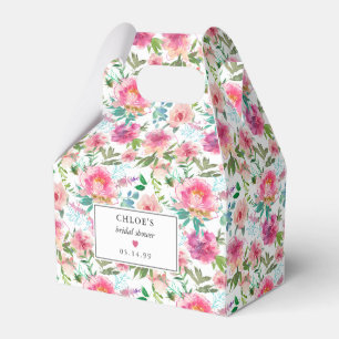 Rosa Peony Akvarell Blommig Bröllopsdusch Presentaskar