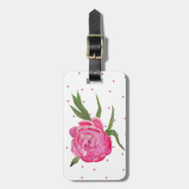 Rosa Peony Anpassad Bagage Tag Bagagebricka
