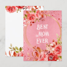 Rosa Peony Bästa mamma någonsin Blommig ram