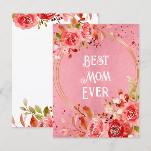 Rosa Peony Bästa mamma någonsin Blommig ram Vykort