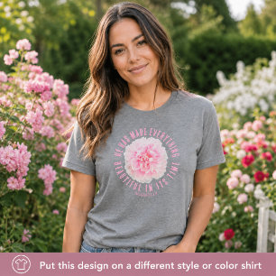 Rosa Peony Bibelvers Floral Faith Babyblå T Shirt