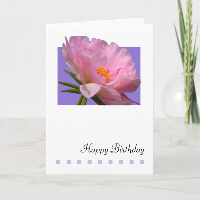 Rosa Peony Birthday Greeting Card Kort (Framsida)