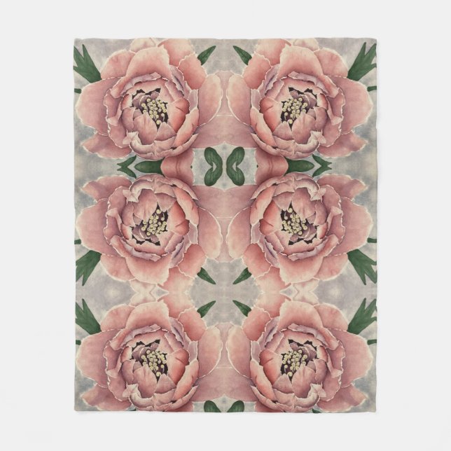 Rosa Peony Blanket Fleecefilt (Framsidan)