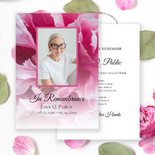 Rosa Peony Blomma Dödsdagsmässa Minneshögtid Inbjudningar